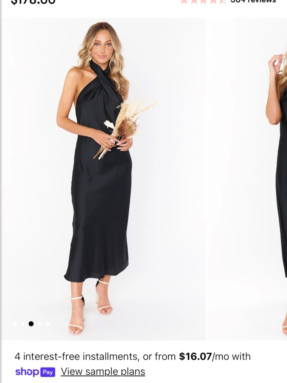 Show Me Your MuMu Jasmine Black Satin Halter Midi Dress. Size S